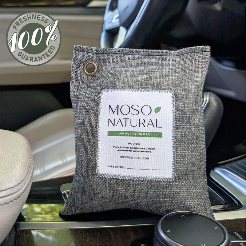 Moso Natural Air Purifying Bag 200g (3 Pack) HGTV Editor's Pick | Premium Bamboo Charcoal Odor Absorber for Home & Car | Closet Odor Eliminator & Car Air Freshener | Long Lasting Charcoal Bags - Image 3